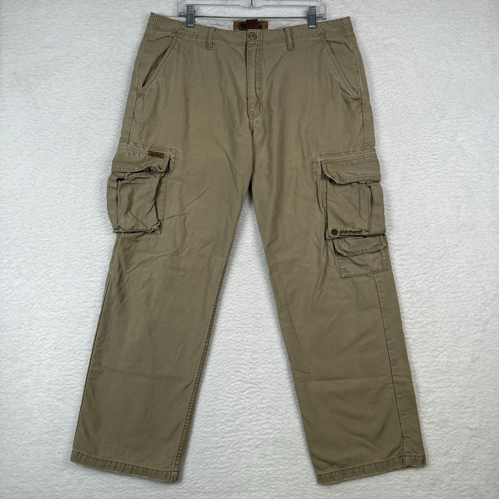 Vintage Y2K Element skateboards Cargo pants kahki beige mens 36x31 streetwear